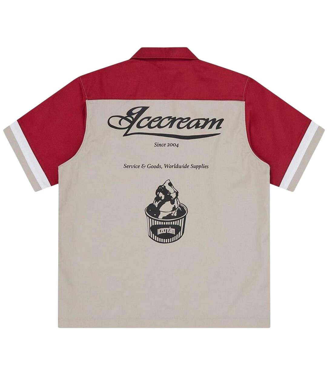 Mens Colour Block Polo Shirt Red Beige ICECREAM-2