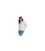 Womens/ladies Pocket Crew Neck Sweater Top Cream Be You-1
