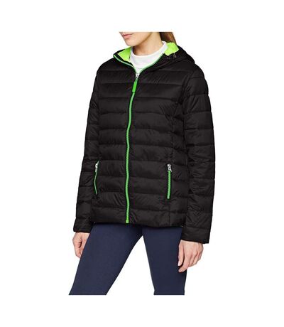 Result Urban Womens/Ladies Snowbird Hooded Jacket (Black/Lime Green)