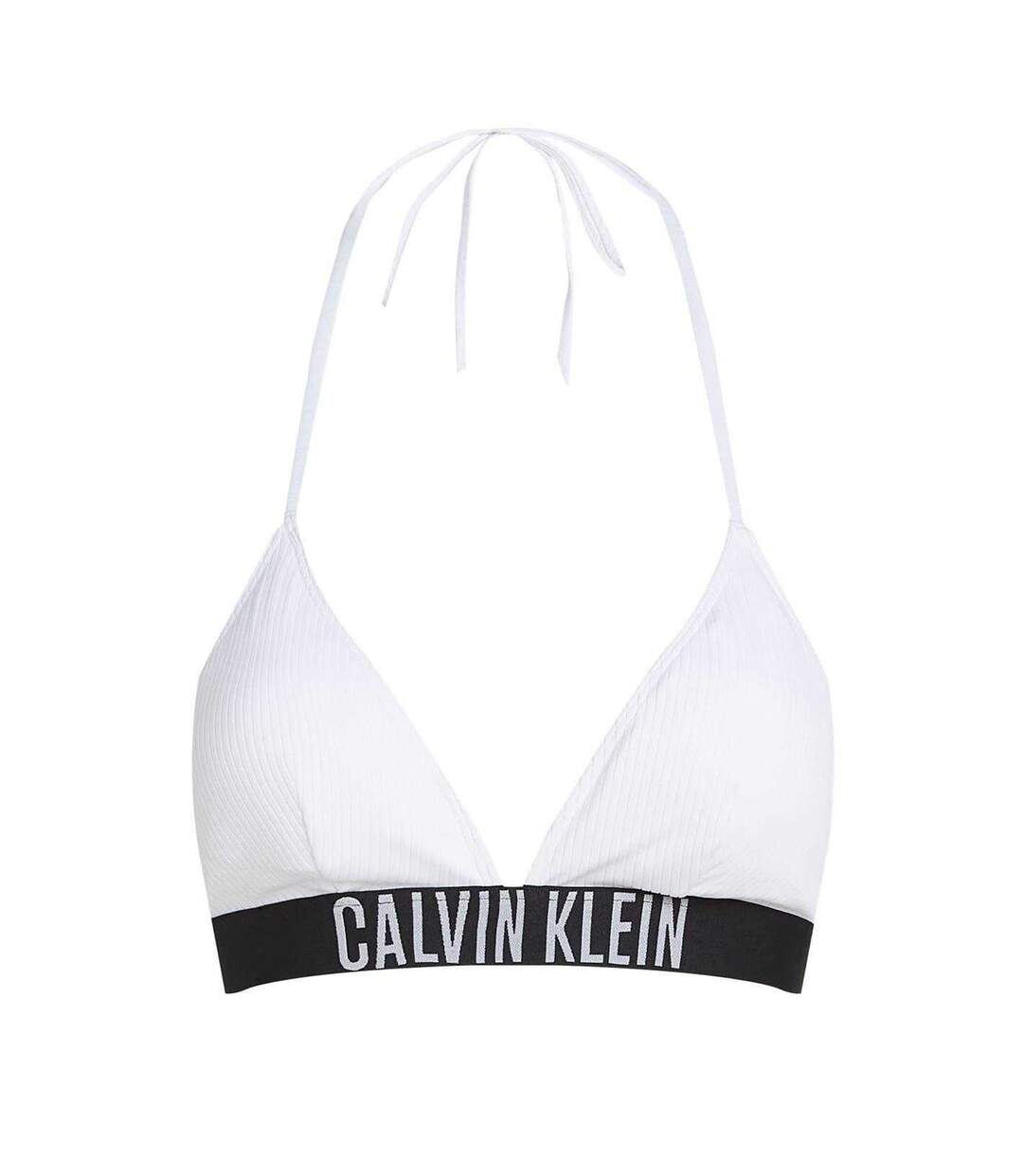 Womens/ladies Triangle Cups Bikini Top Brilliant White Calvin Klein-2