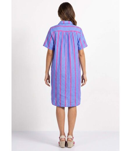 Robe chemise courte à rayures vives