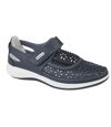 Boulevard Womens/Ladies Wide Fitting Window Back Punched Bar Shoes (Navy) - UTDF1426