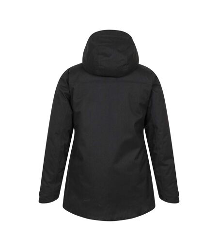 Womens/ladies Verbier Textured Waterproof Ski Jacket Black Mountain Warehouse