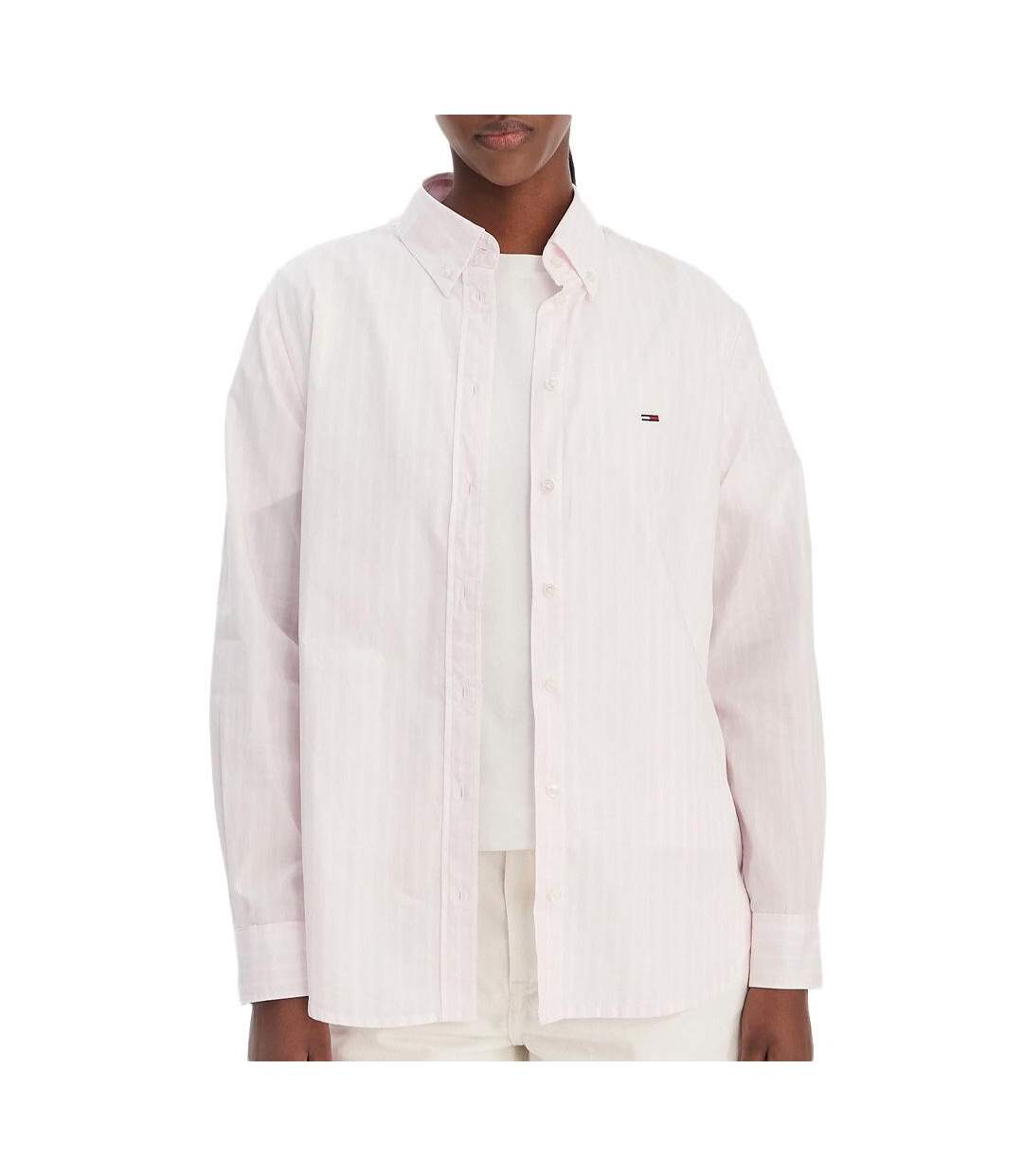 Chemise rose à rayures femme tommy hilfiger poplin-1