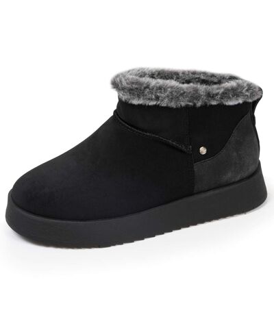 Isotoner Bottines femme basses revers fourré, semelle à mémoire de forme