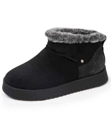 Isotoner Bottines femme basses revers fourré, semelle à mémoire de forme