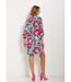 Robe-chemisier courte fleurie manches 3/4 retroussables-2