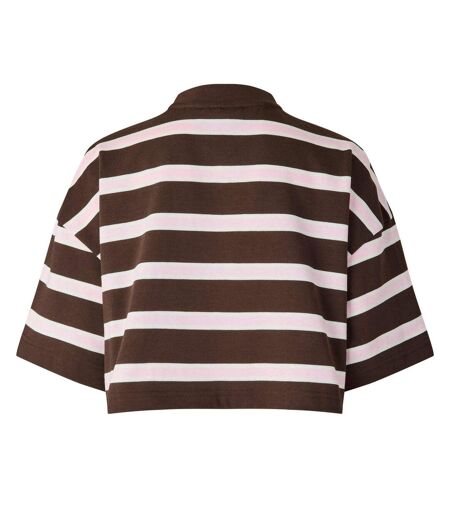 Womens/ladies Seth Striped Crop T-shirt Chocolate WRSTBHVR