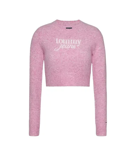 Pull Femme Rose Vif Chiné Tommy Jeans