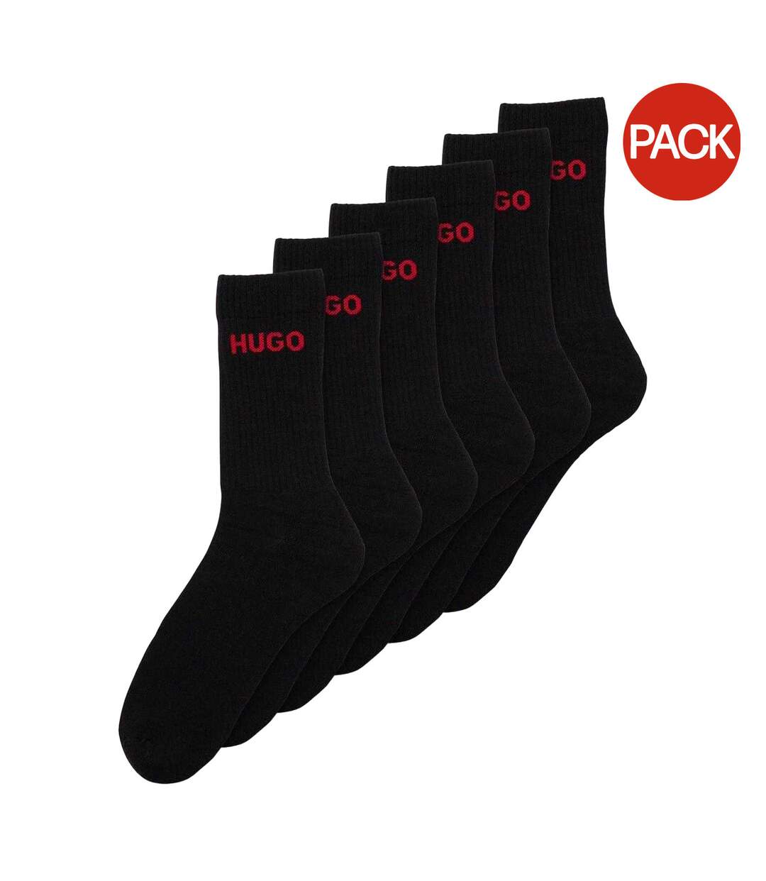Pack Of 6  Mens Crew Socks  Black Hugo Boss-2