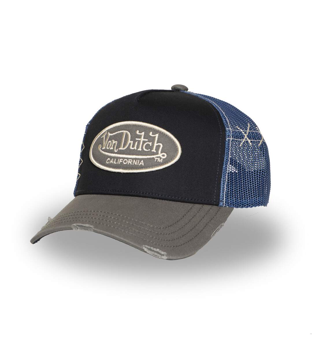 Casquette trucker avec filet adulte effet usé et patch brodé Used Vondutch-1