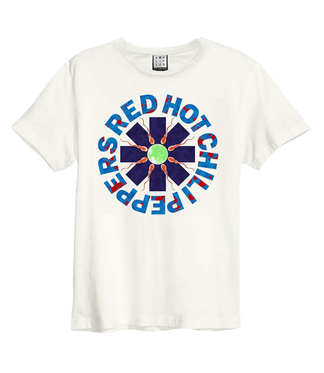 Unisex Adult The Big Race Red Hot Chilli Peppers T-shirt Vintage White Amplified-1