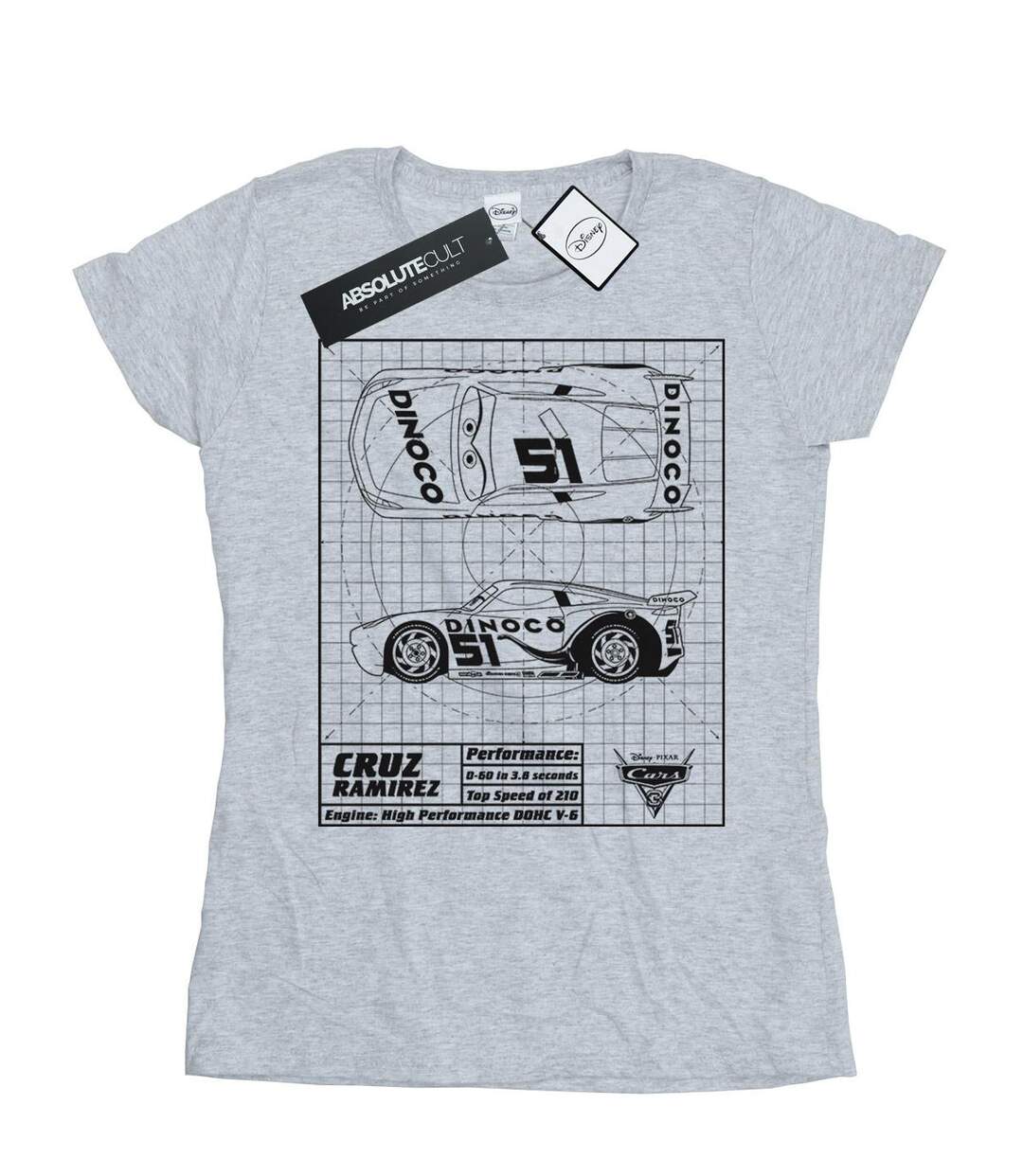 Disney - T-shirt CARS CRUZ RAMIREZ BLUEPRINT - Femme (Gris chiné) - UTBI13779-1