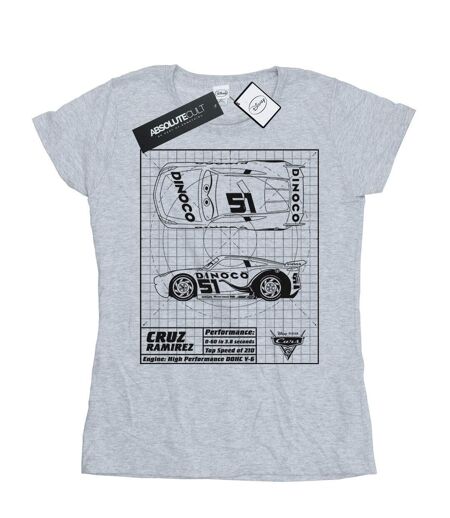 Disney - T-shirt CARS CRUZ RAMIREZ BLUEPRINT - Femme (Gris chiné) - UTBI13779