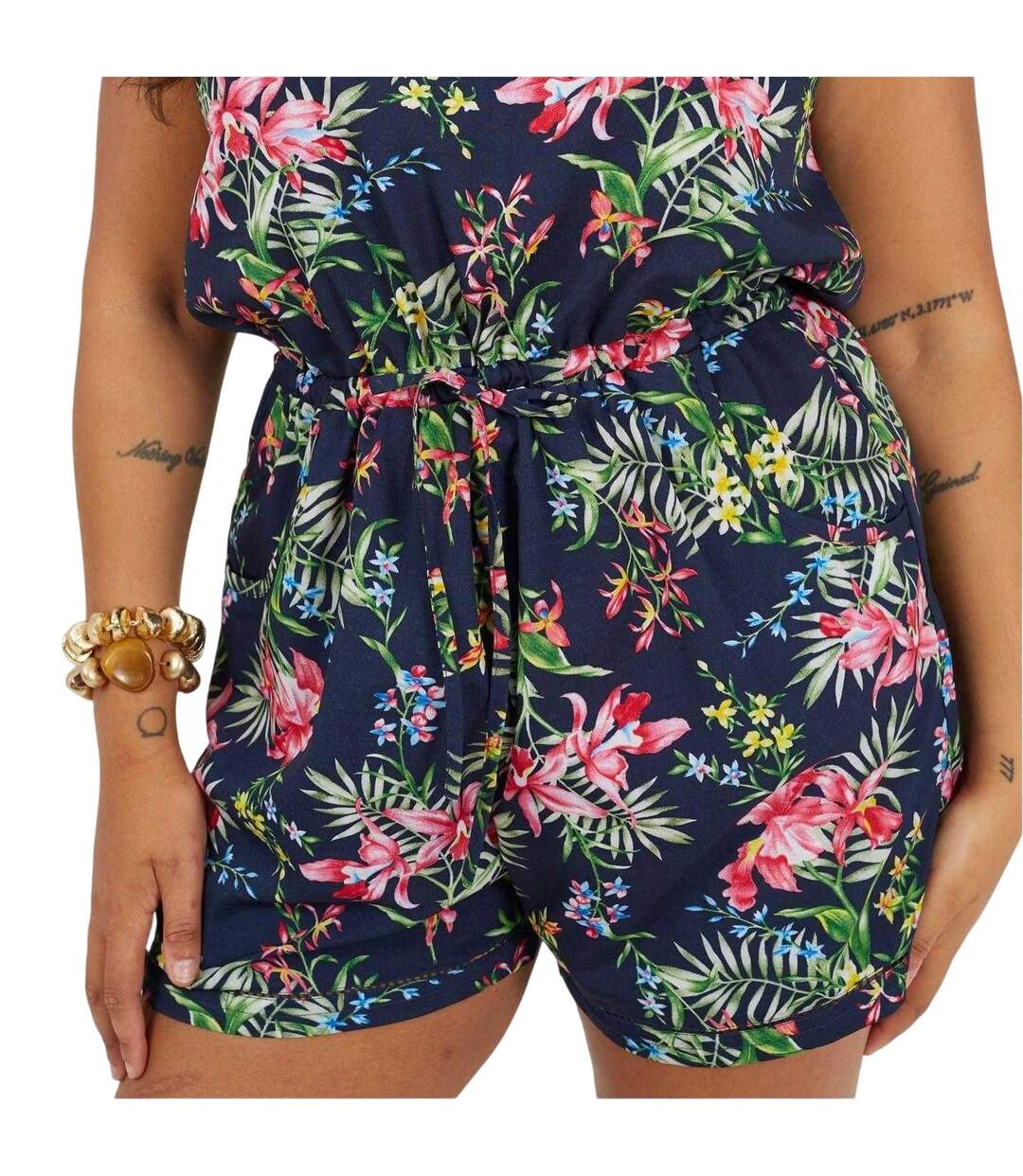 Combishort Motif/style Floral Femme Blanc Brave Soul-4
