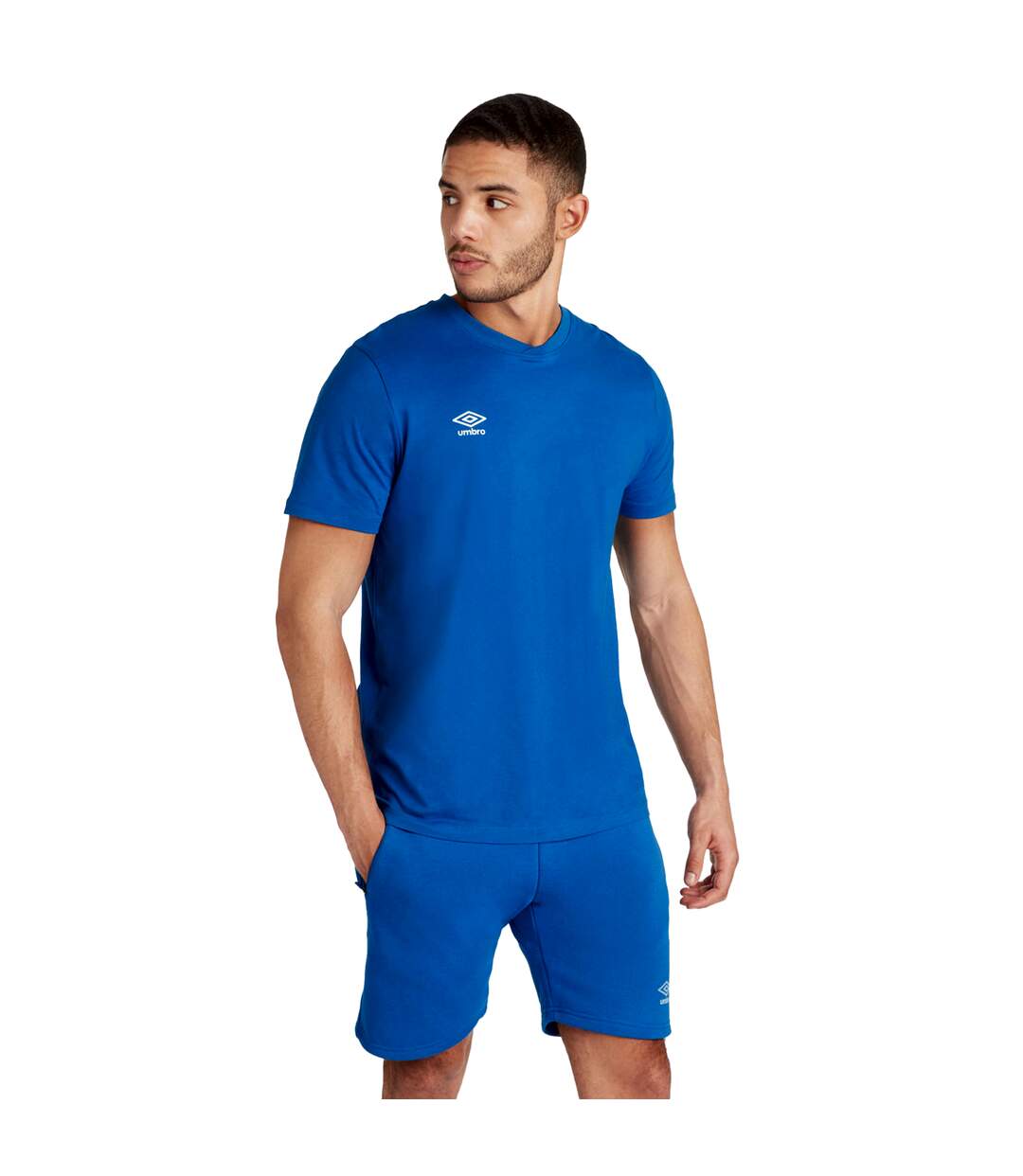 Mens Club Leisure T-shirt Royal Blue White Umbro-4