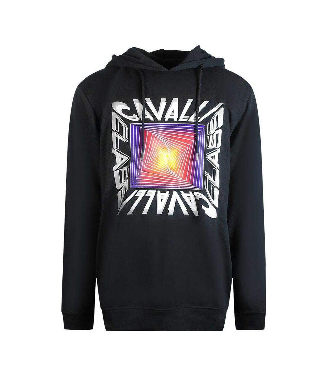 Sweat À Capuche Motif/style Boîte Asymétrique Homme Noir Cavalli Class-1