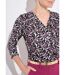 T-shirt court col V manches 3/4 imprimé feuilles-4