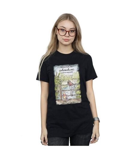 Disney Femme/Les femmes Winnie The Pooh Adventure Cotton Boyfriend T-Shirt (Noir) - UTBI47401