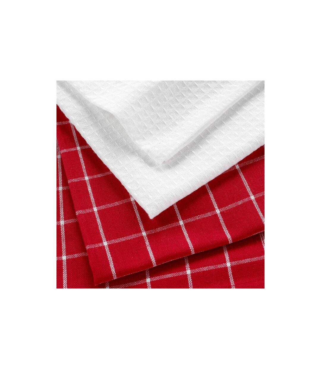 Lot de 2 Torchons Suzette 50x70cm Rouge & Blanc-2