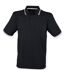 Henbury Mens Coolplus Moisture Wicking Short Sleeve Polo Shirt (Black/White)