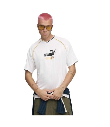 Mens King V Neck T-shirt  White Puma
