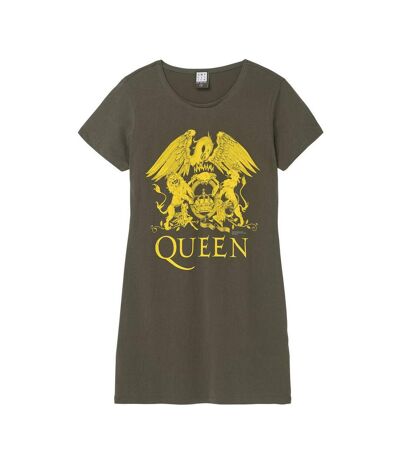 Amplified Womens/Ladies Line Art Crest Queen T-Shirt Dress (Charcoal) - UTGD868