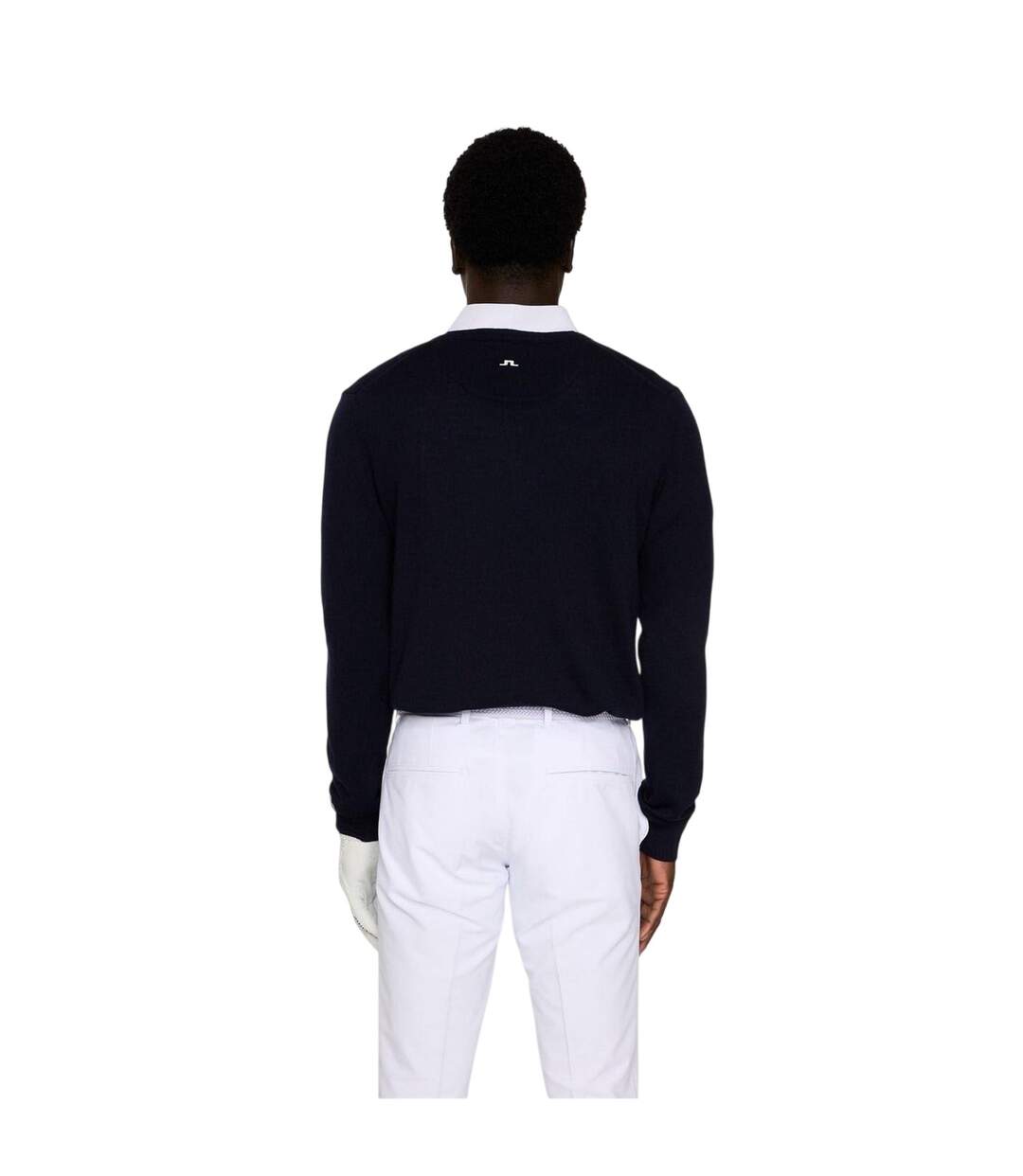 Mens Lymn Embroidered Logo Knitted V Neck Sweatshirt Navy J.Lindeberg-3