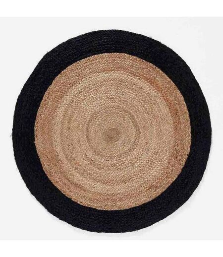 Tapis Rond Déco en Jute Salem 90cm Noir