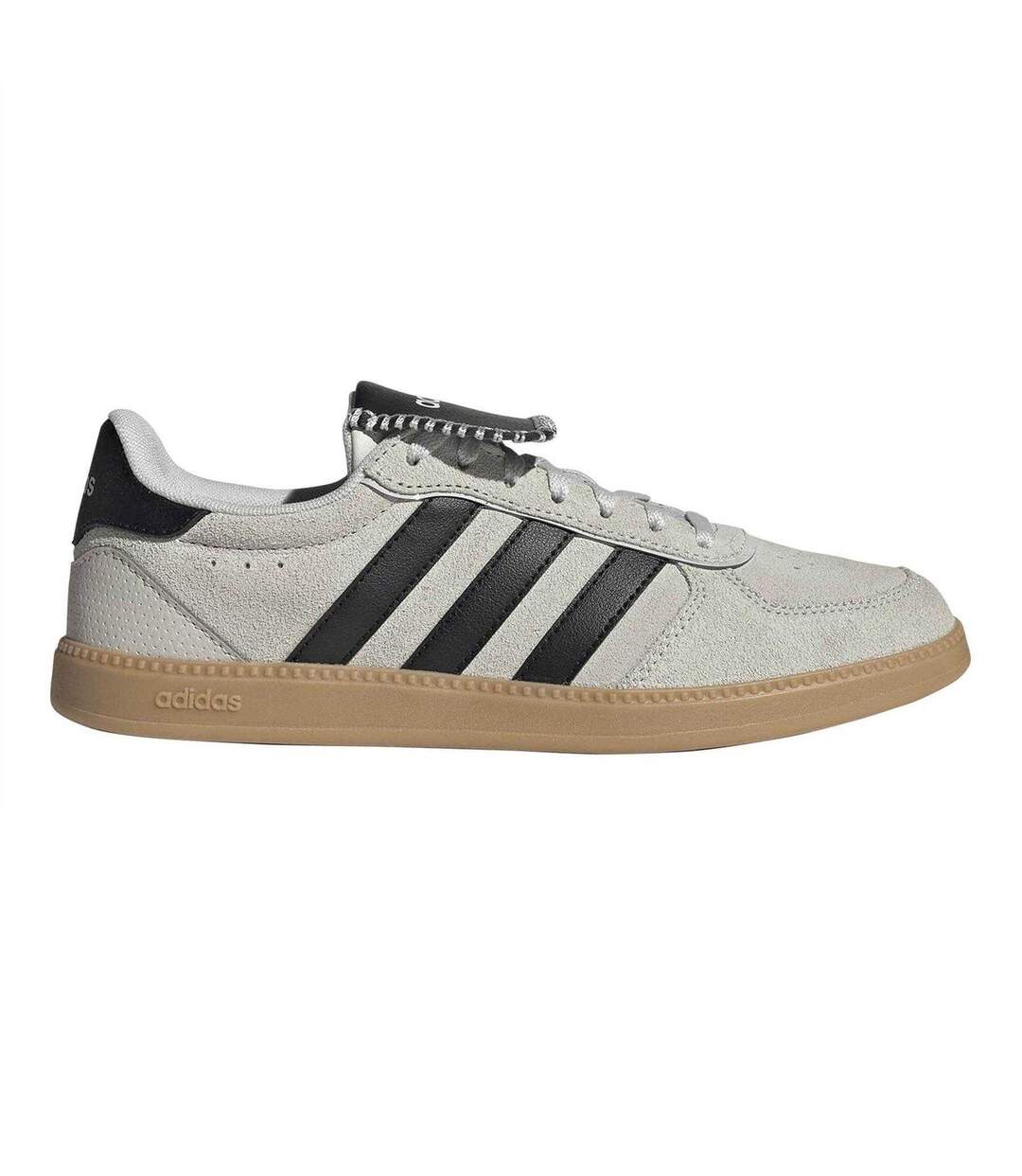 Womens/ladies 3 Stripes Suede Trainers Grey White Gum Adidas-1