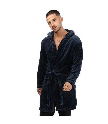 Mens Plain Polyester Dressing Gown Navy Farah