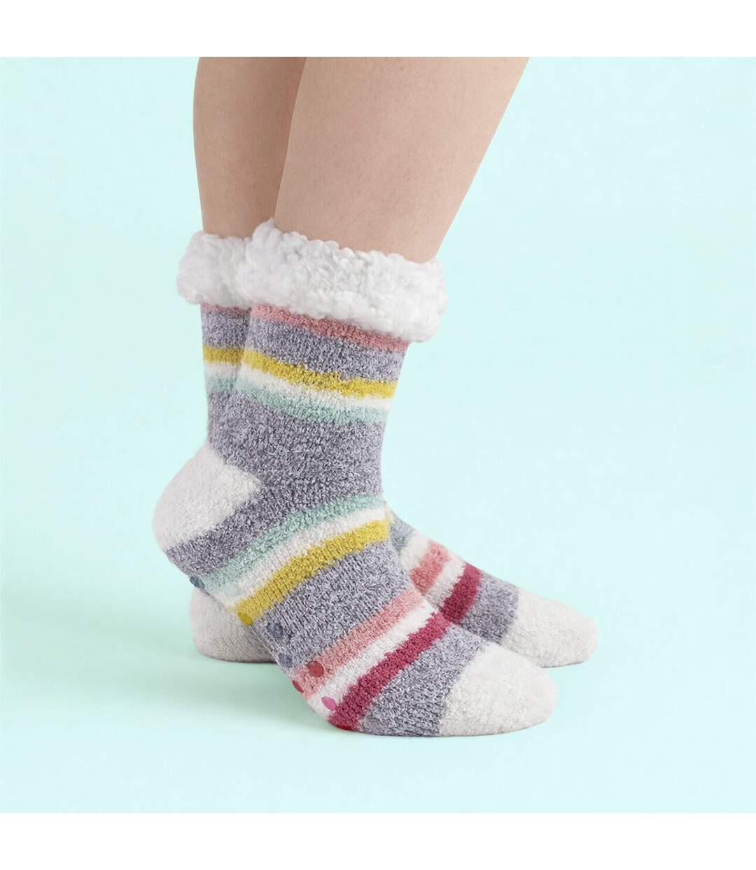 3 Pairs Ladies Soft Fluffy Lounge Socks | Warm Cosy Home Slipper Socks-4