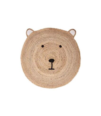 Tapis Enfant en Jute Tête Ourson 100cm Naturel