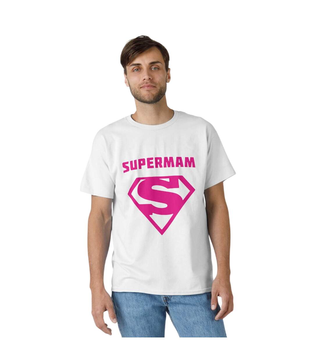 Mens Supermum Printed T-shirt White AWD-3