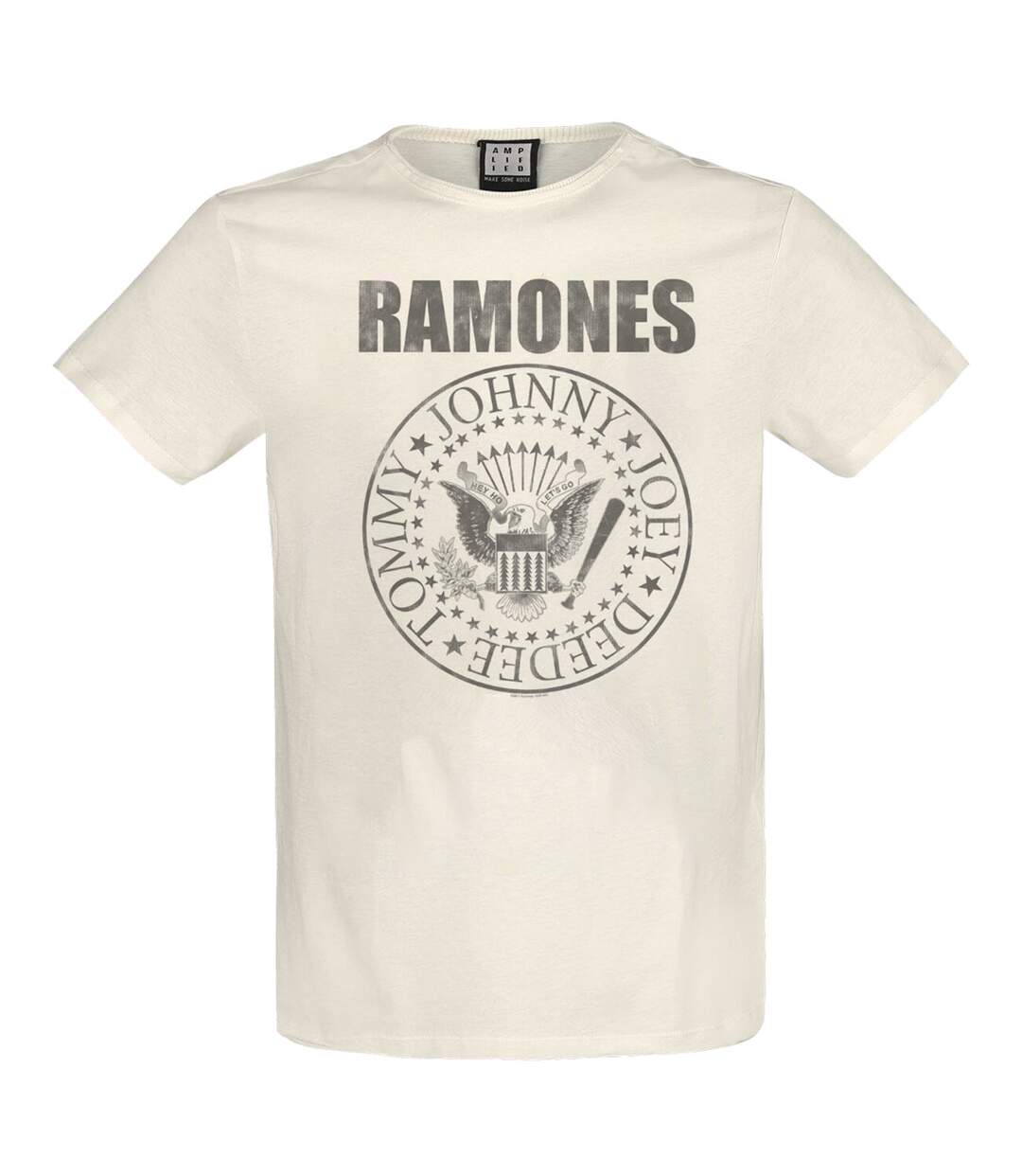 Unisex Adult Vintage Shield Ramones T-shirt Vintage White Amplified-1