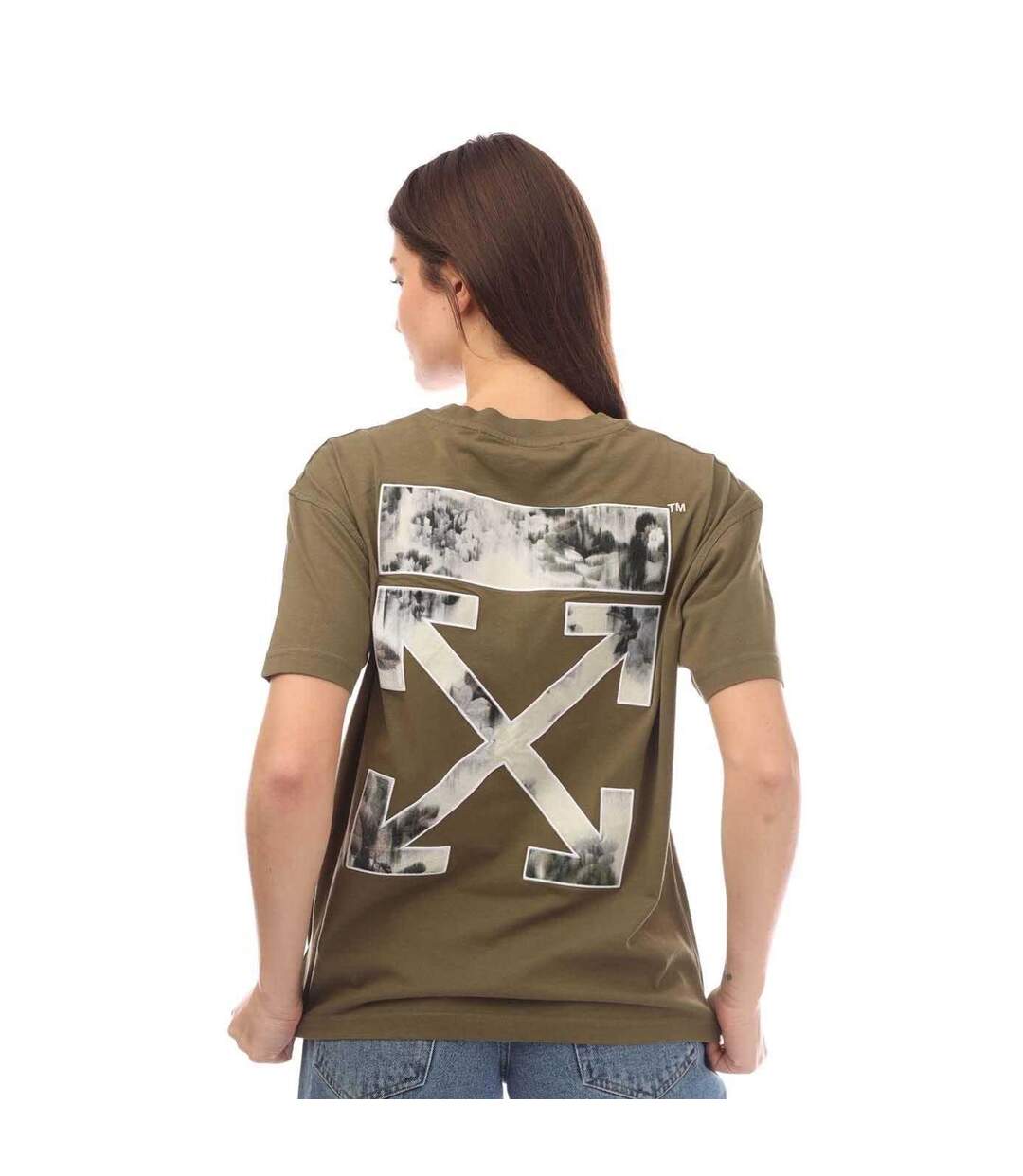 T-shirt flock chine femme vert Off White-2