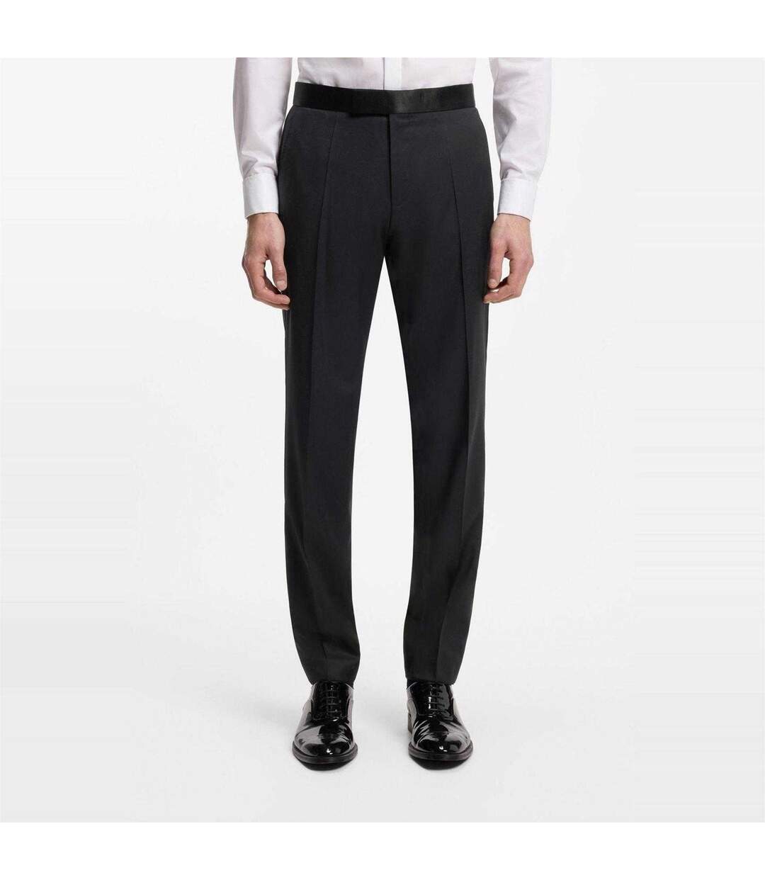 Mens Wool Tuxedo Trousers Dark Blue Boss-1