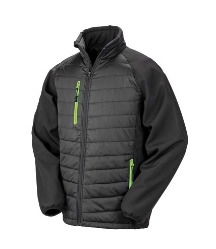 Unisex adult compass softshell padded jacket black/lime Result