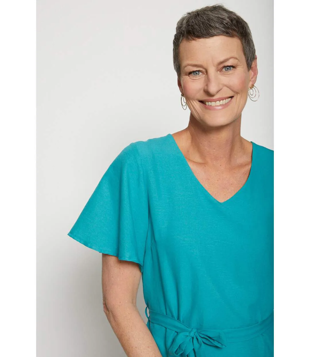 Robe courte droite tissu fluide uni-4