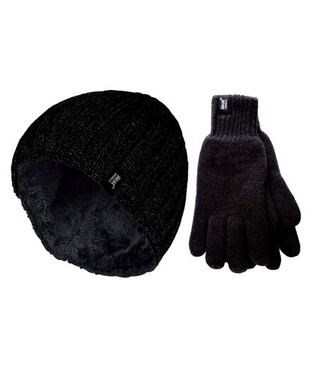 Mens Thermal Hat & Glove Set for Winter | Heat Holders | Fleece Lined - L/XL