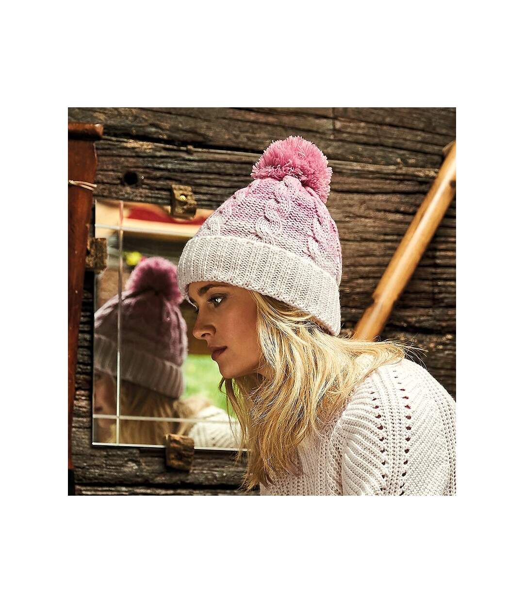 Ombre bonnet adulte mixte rose/blanc cassé Beechfield