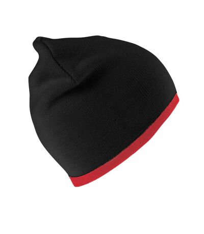 Result Winter Essentials Unisex Adult Reversible Fashion Beanie (Black/Red) - UTRW9981