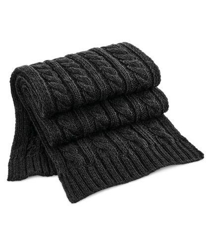 Beechfield Unisex Adult Cable Knit Melange Scarf (Black) (One Size) - UTBC5357