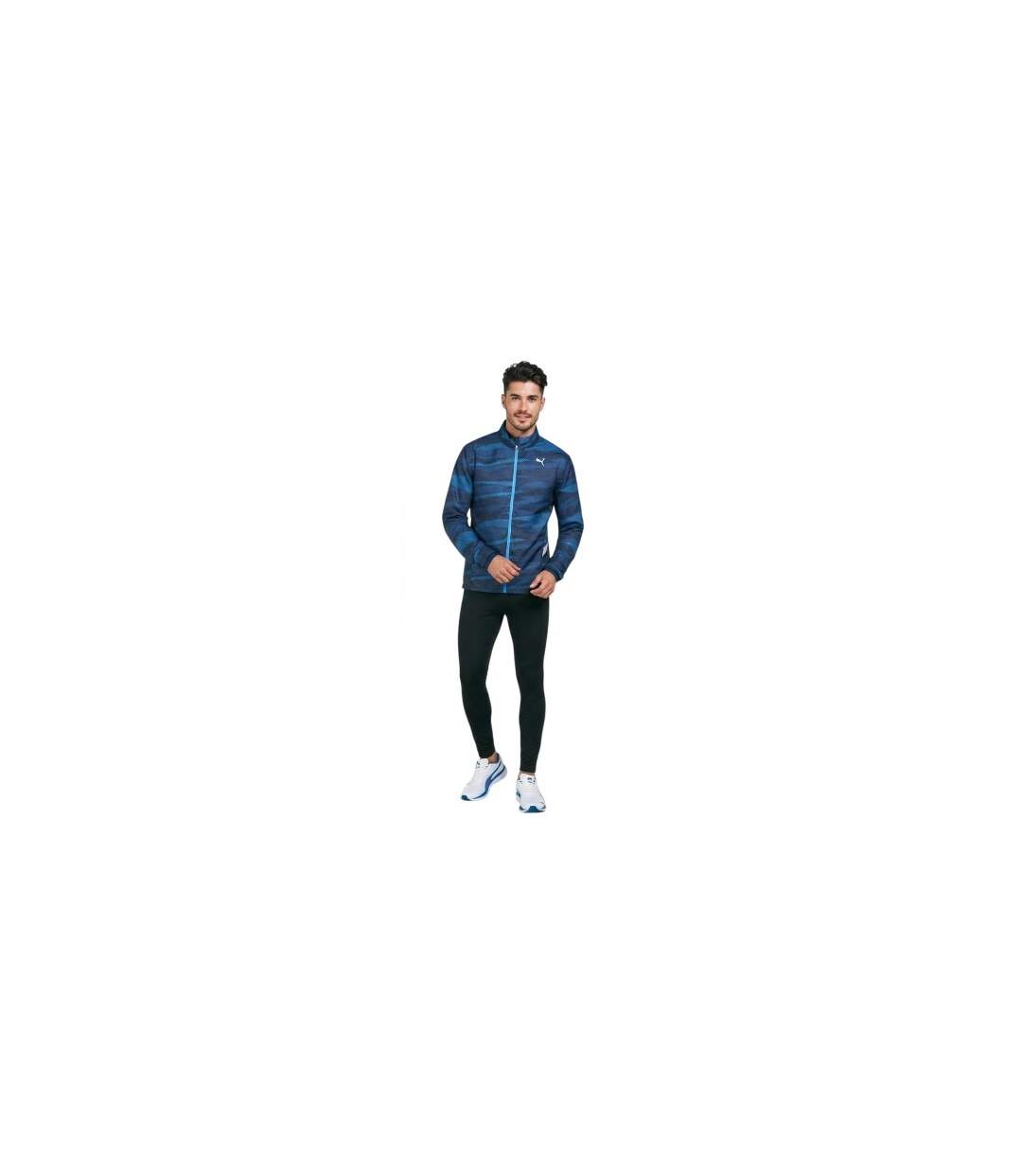 Mens Graphic Print Woven Jacket Blue Puma-1
