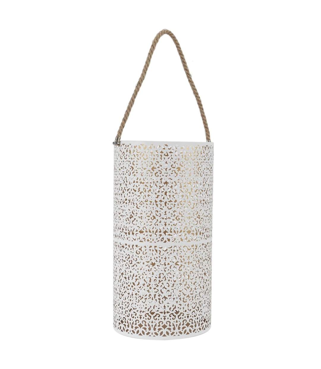 Lot de 2 Lanternes Déco Ajouré 39cm Blanc-2
