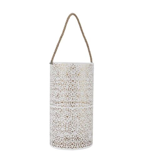 Lot de 2 Lanternes Déco Ajouré 39cm Blanc