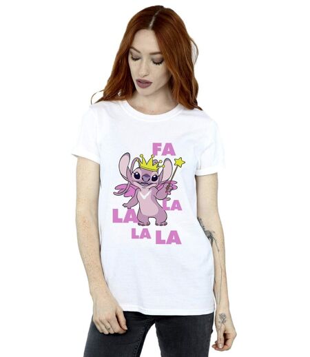 Disney Femmes/Les femmes Lilo & Stitch Angel Fa La La T-Shirt Boyfriend en coton (Blanc) - UTBI30584
