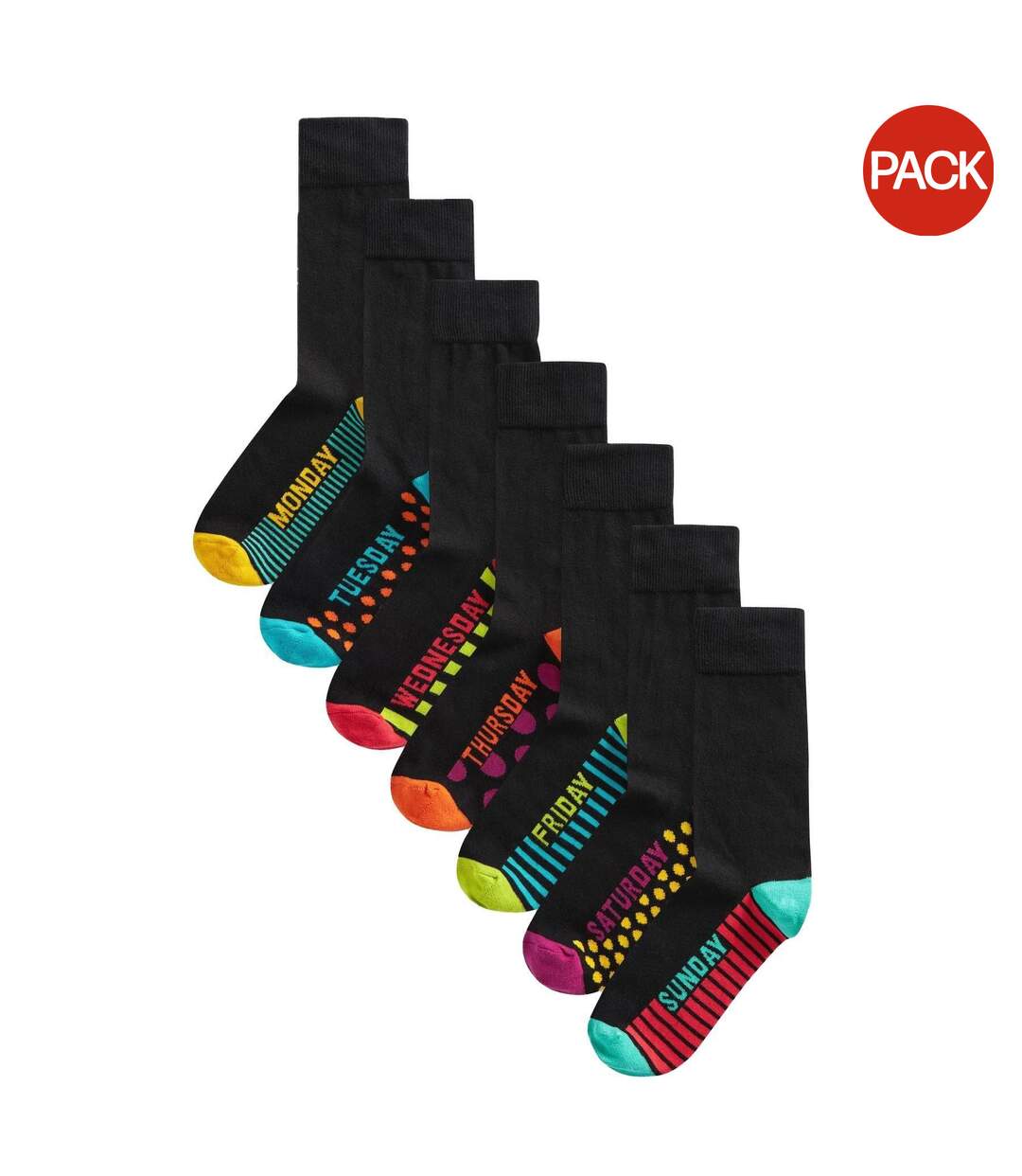 Pack Of 7  Mens Days Of The Week Cotton Socks  Multicoloured Ex Store-1