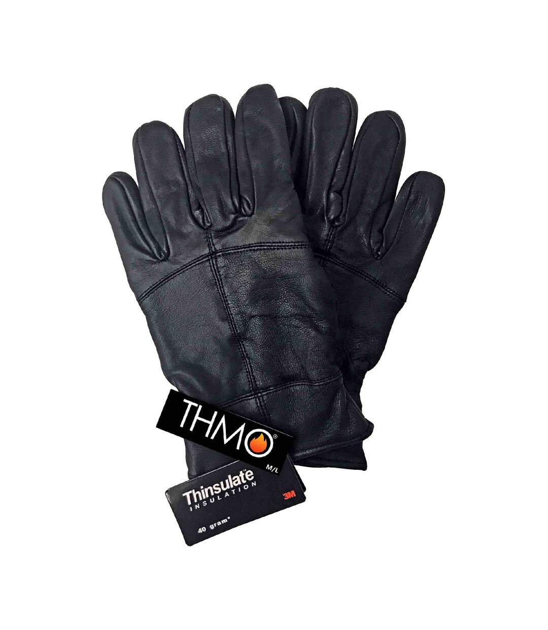 Homme Gants Cuir en Noir | THMO | Doublés Polaire Gants Thinsulate Chaudes-2