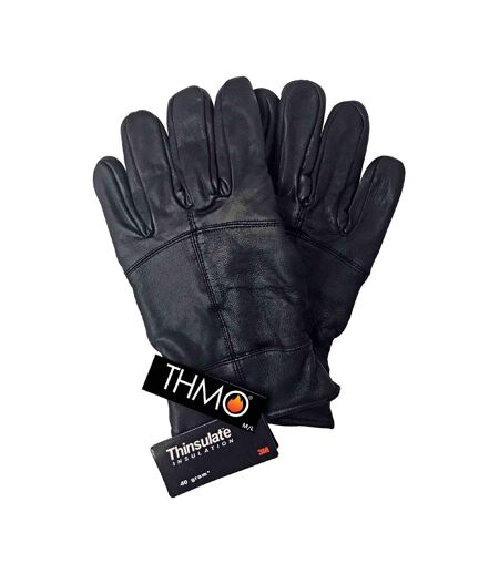 Homme Gants Cuir en Noir | THMO | Doublés Polaire Gants Thinsulate Chaudes